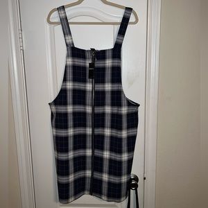 Plaid overalls skirt.